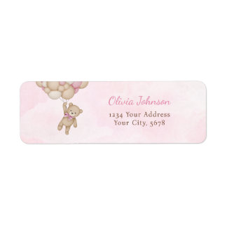 Étiquette We Can Bearly Wait Pink Baby Shower Address