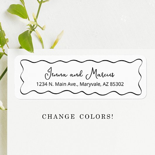 Étiquette Wedding Return Address Label - Drawn Curvy Border