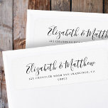 Étiquette Wedding Return Address Modern Minimalist Chic<br><div class="desc">Composed of serif and playful cursive script typography. All against a backdrop of pure white. These elements are simple,  modern,  minimalist and light. 

This is designed by White Paper Birch Co. exclusive for Zazzle.

Available here:
http://www.zazzle.com/whitepaperbirch</div>
