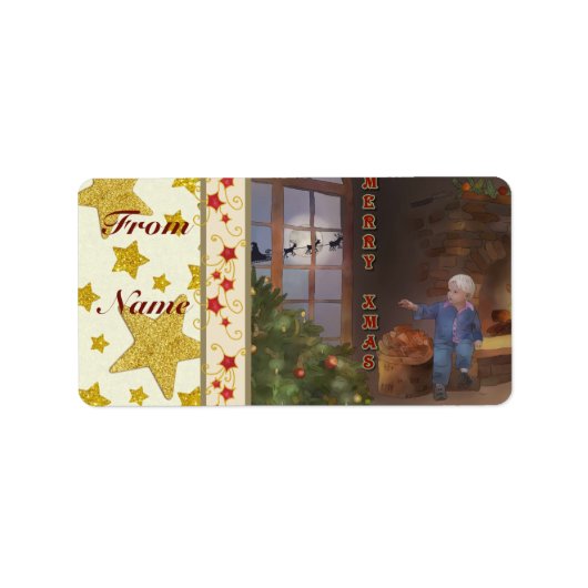 Étiquette Weihnachtsschlitten rechteckiger aufkleber (Devant)