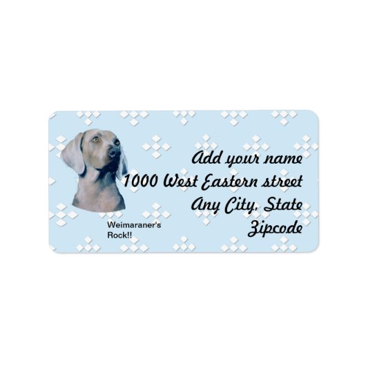 Étiquette Weimaraner - Bleu avec design Diamant Blanc (Devant)