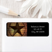 Étiquette Western Country Primitive Grange Wood Texas Star (En situation)