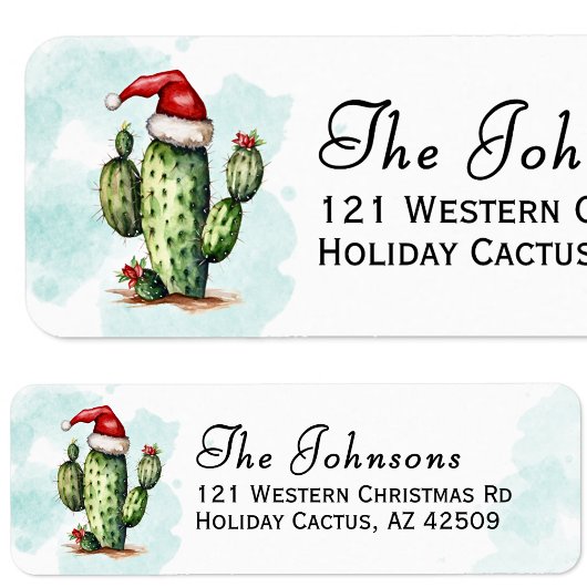 Étiquette Western Holiday Cactus Christmas Retours Adresse