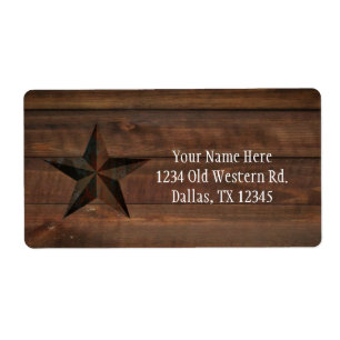 Étiquette Western Rusty Star sur Wood Rustic Country Party