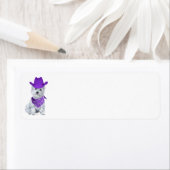 Étiquette Westie Cowboy en Violet (En situation)