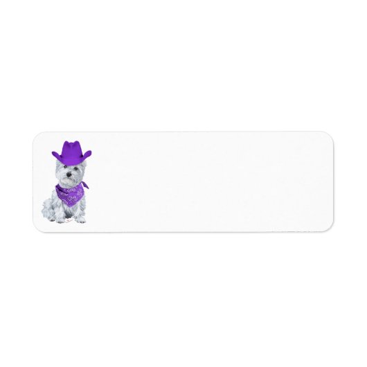 Étiquette Westie Cowboy en Violet (Devant)