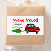 Étiquette We've Moved Car and tree Christmas (En situation)