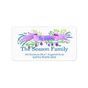 Étiquette We've Moved/New Address , watercolor Christmas