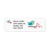 Étiquette Whimsical Bird Personnalisable Adresse de retour L (Devant)