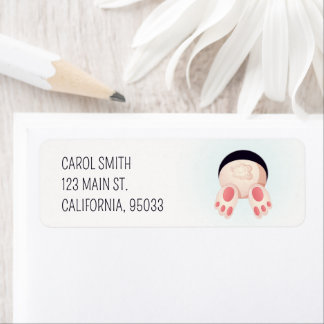 Étiquette Whimsical Bunny Butt Diving Cute Rabbit Art