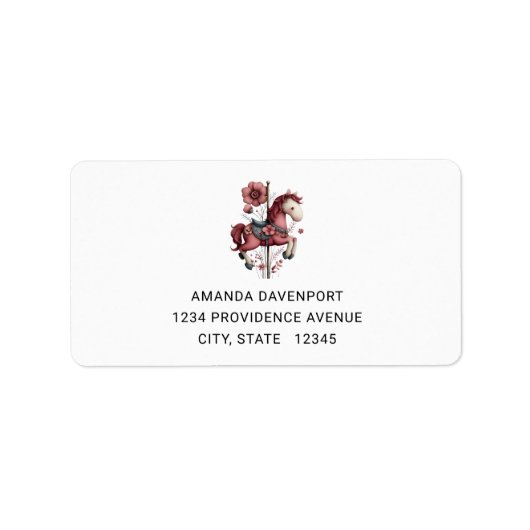 Étiquette Whimsical Carousel Horse Image Address (Devant)