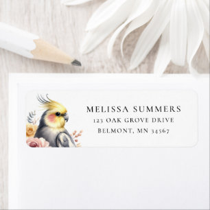 Étiquette Whimsical Cockatiel Bird Adresse de retour