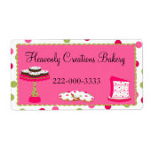 Étiquette Whimsical Custom Pink & Green Bakery (Devant)