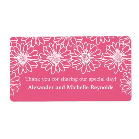 Étiquette Whimsical Daisies Wedding Labels, Pink (Devant)