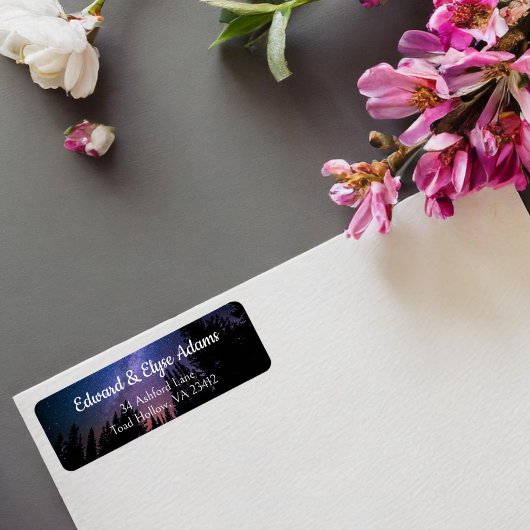 Étiquette Whimsical Forest Starry Night Sky Adresse de retou