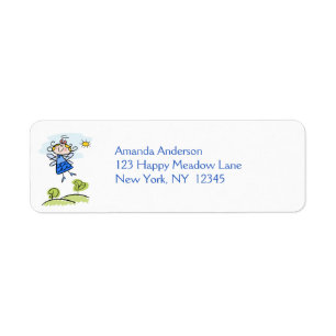 Étiquette Whimsical Happy Angel Fairy Flying Dehors
