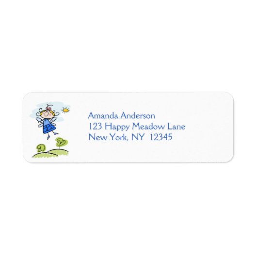 Étiquette Whimsical Happy Angel Fairy Flying Dehors (Devant)