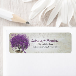 Étiquette Whimsical Heart Leafed Tree Plum Adresse de retour