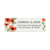 Étiquette Whimsical Orange Red Poppy Fleurs d'aquarelle (Devant)