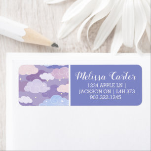Étiquette Whimsical Pastel Clouds et étoiles Motif