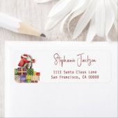 Étiquette Whimsical Père Noël - Adresse de retour de Noël (En situation)