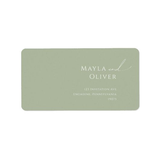 Étiquette Whimsical Script Sage Wedding RSVP Adresse de reto (Devant)