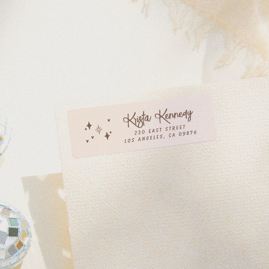 Étiquette Whimsical Sparkles & Hearts Adresse de retour