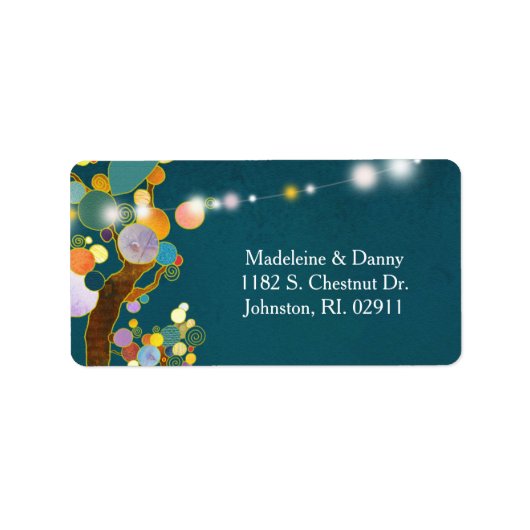 Étiquette Whimsical Trees Turquoise Mariage Adresse (Devant)