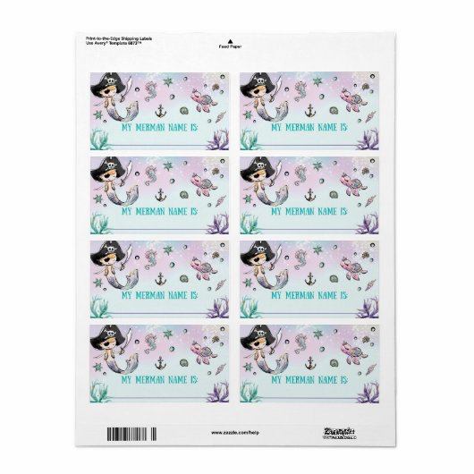 Étiquette Whimsical What's Your Merman Name Birthday Game (Feuille entière)