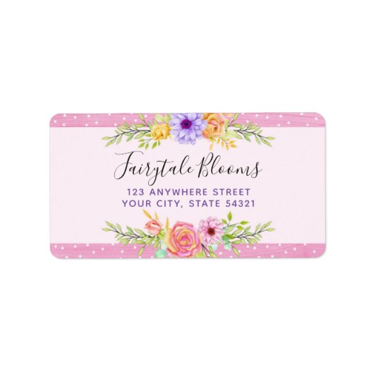 Étiquette Whimssal Floral Roses & Rustic Rose Wood Adresse (Devant)