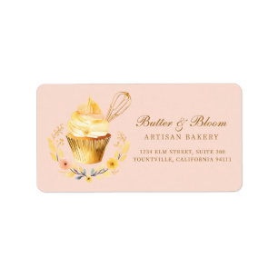 Étiquette Whisk d'or & Cupcake, boulangerie Chef traiteur