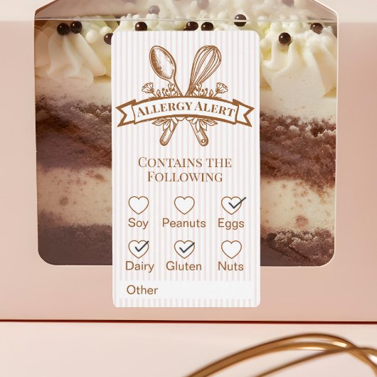 Étiquette Whisk Spoon Bakery Allergy Alert Baked Goods Food