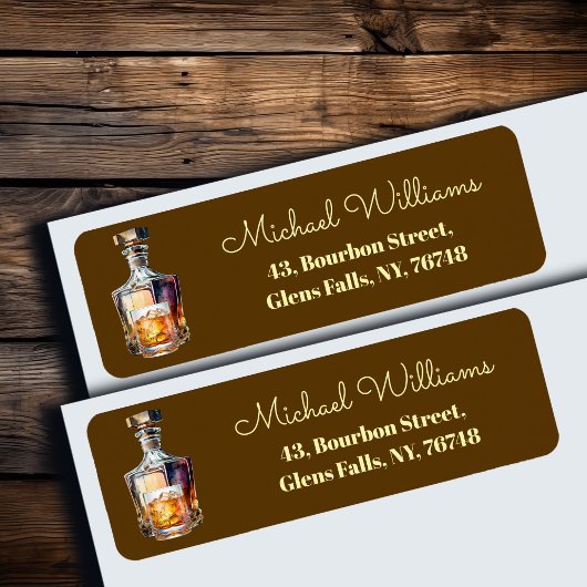 Étiquette Whiskey Bottle Glass Return Address