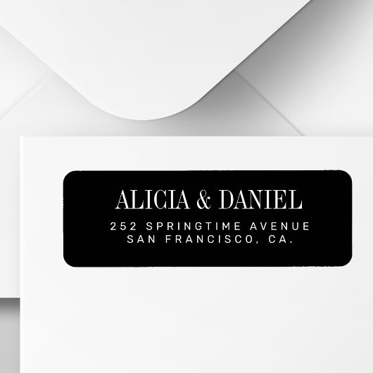 Étiquette White and black elegant wedding return address