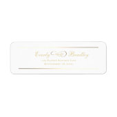 Étiquette White Background Gold Script Elegant Address (Devant)