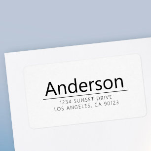 Étiquette White & Black Bold Modern Return Adresse