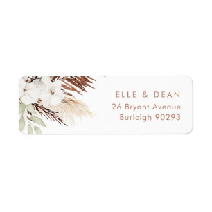 Étiquette White Boho Floral Mariage Adresse de retour