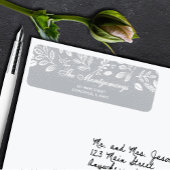 Étiquette White Botanicals on Grey Return Address