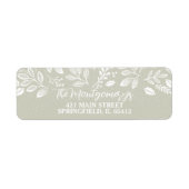 Étiquette White Botanicals on Sage Green Return Address (Devant)