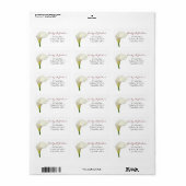 Étiquette White Calla Lily Adresse personnalisée (Feuille entière)