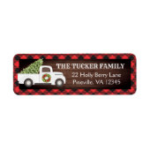 Étiquette White Christmas Truck Tree Plaid Russe Adresse (Devant)