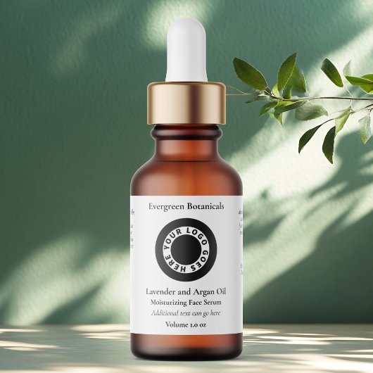 Étiquette White cosmetics dropper bottle label with logo