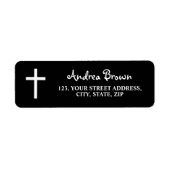 Étiquette White Cross Funeral Black Return Address (Devant)