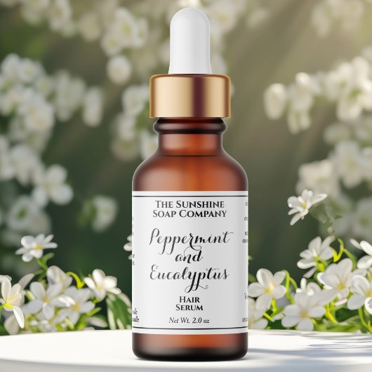Étiquette White curly text cosmetics dropper bottle label