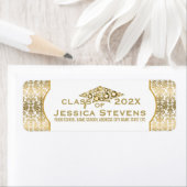 Étiquette White & Faux Gold Damas & Parties scintillant Casq (En situation)