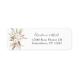 Étiquette White Floral Summer Boho Adresse de retour