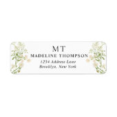 Étiquette White Floral Wildflower Classic Monogram Address (Devant)