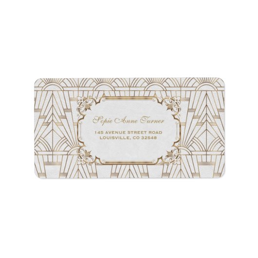 Étiquette White Gold Great Gatsby Art Déco Mariage des année (Devant)