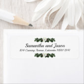 Étiquette White Magnolia Green Floral Adresse de retour (En situation)