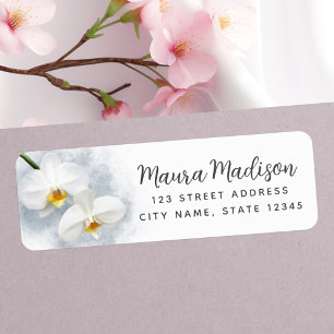 Étiquette White orchid phalaenopsis flower return address